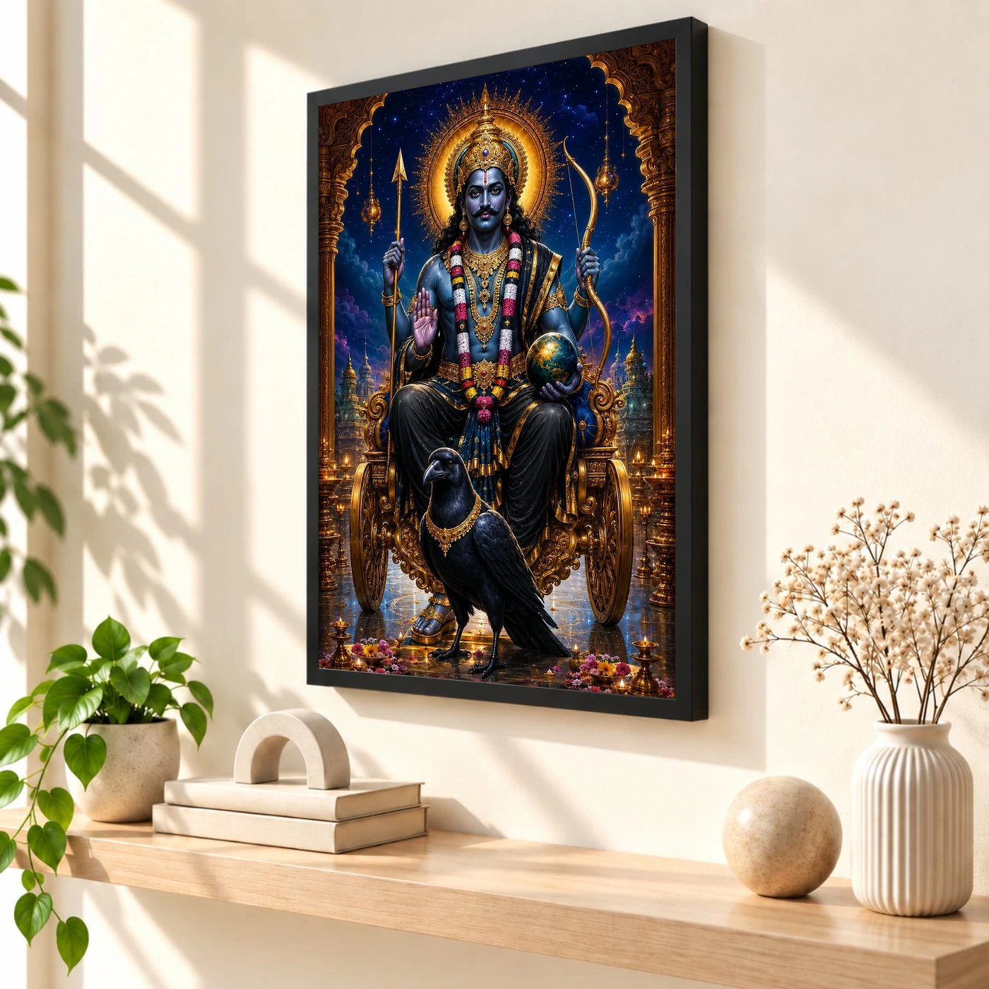 Shani Dev Royal Jewel-Toned Portrait Photo Frame 2 Shani Dev Royal Jewel-Toned Portrait Photo Frame — black frame console