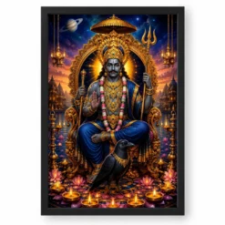 Shani Dev Lotus And Diya Radiance Photo Frame — black frame clean