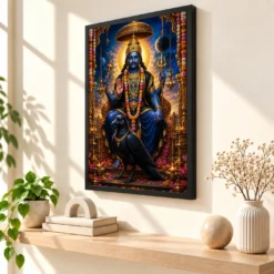 Shani Dev Grand Festival Flower Decoration Photo Frame — black frame console