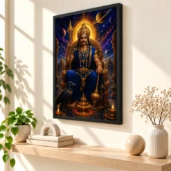 Shani Dev Cosmic Celestial Aura Photo Frame — black frame console