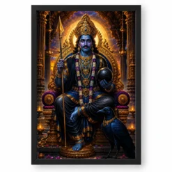 Shani Dev Heritage Temple Architecture Backdrop Photo Frame — black frame clean