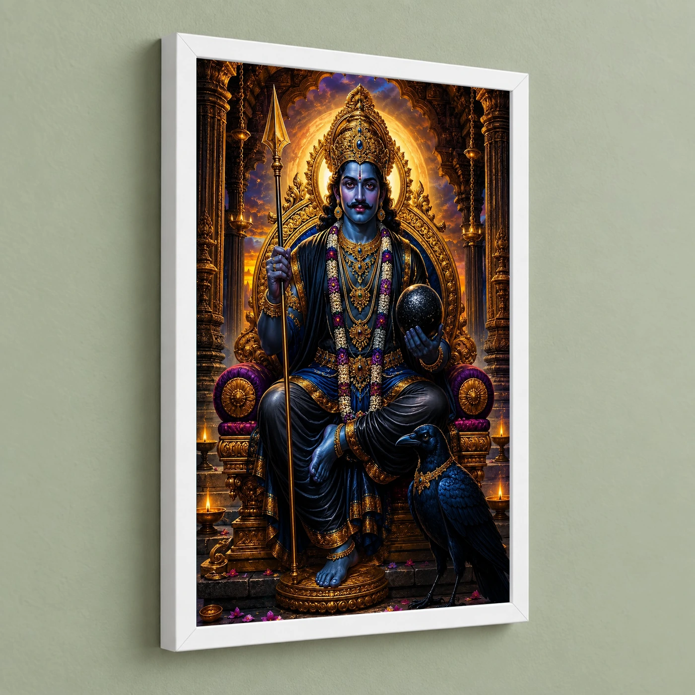 Shani Dev Heritage Temple Architecture Backdrop Photo Frame 5 Shani Dev Heritage Temple Architecture Backdrop Photo Frame — white frame angled wall