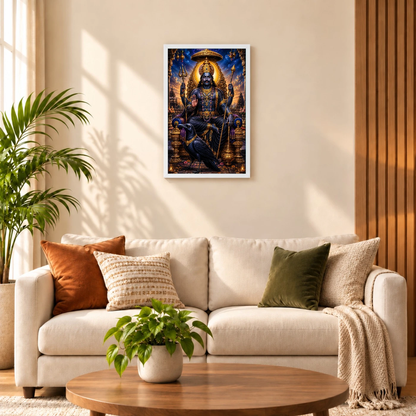 Shani Dev Vivid Premium Spiritual Poster Art Photo Frame 9 Shani Dev Vivid Premium Spiritual Poster Art Photo Frame — white frame sofa