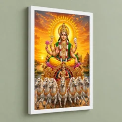 Surya Dev Serene Sunrise Blessing Photo Frame 13 Surya Dev Serene Sunrise Blessing Photo Frame — white frame angled wall