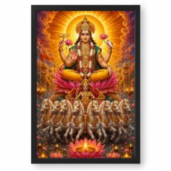 Surya Dev Lotus And Diya Radiance Photo Frame — black frame clean