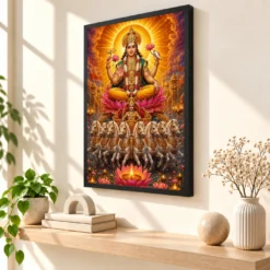 Surya Dev Lotus And Diya Radiance Photo Frame — black frame console