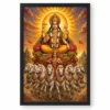 Surya Dev Traditional Indian Miniature-Inspired Devotional Art Photo Frame — black frame clean