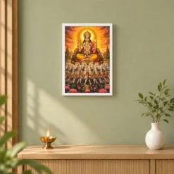 Surya Dev Grand Festival Flower Decoration Photo Frame — white frame distant wall