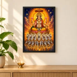 Surya Dev Cosmic Celestial Aura Photo Frame 11 Surya Dev Cosmic Celestial Aura Photo Frame — black frame pooja shelf