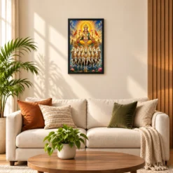 Surya Dev Peaceful Home Mandir Composition Photo Frame — black frame sofa