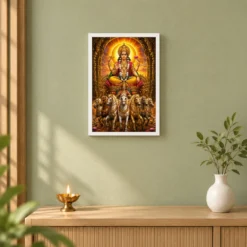 Surya Dev Heritage Temple Architecture Backdrop Photo Frame — white frame distant wall