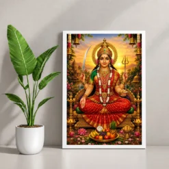 Santoshi Maa Serene Sunrise Blessing Photo Frame 12 Santoshi Maa Serene Sunrise Blessing Photo Frame — white frame console