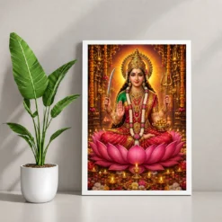 Santoshi Maa Lotus And Diya Radiance Photo Frame 12 Santoshi Maa Lotus And Diya Radiance Photo Frame — white frame console