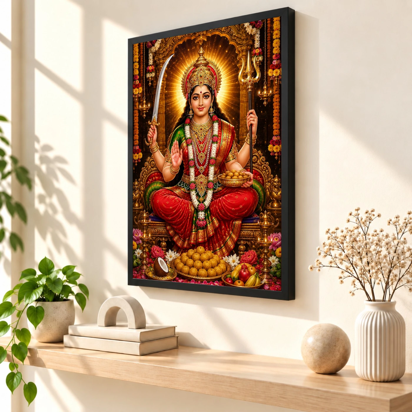 Santoshi Maa Grand Festival Flower Decoration Photo Frame 2 Santoshi Maa Grand Festival Flower Decoration Photo Frame — black frame console