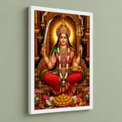 Santoshi Maa Grand Festival Flower Decoration Photo Frame 13 Santoshi Maa Grand Festival Flower Decoration Photo Frame — white frame angled wall