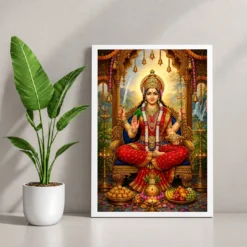 Santoshi Maa Peaceful Home Mandir Composition Photo Frame 12 Santoshi Maa Peaceful Home Mandir Composition Photo Frame — white frame console