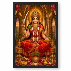 Santoshi Maa Heritage Temple Architecture Backdrop Photo Frame — black frame clean