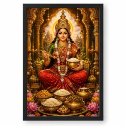 Annapurna Devi Ornate Golden Temple Darshan Photo Frame — black frame clean