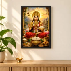 Annapurna Devi Serene Sunrise Blessing Photo Frame 11 Annapurna Devi Serene Sunrise Blessing Photo Frame — black frame pooja shelf