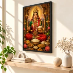 Annapurna Devi Royal Jewel-Toned Portrait Photo Frame — black frame console