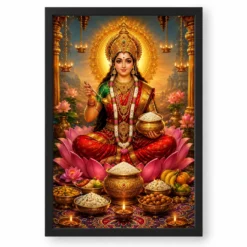 Annapurna Devi Lotus And Diya Radiance Photo Frame — black frame clean