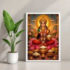 Annapurna Devi Lotus And Diya Radiance Photo Frame — white frame console