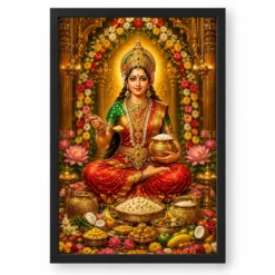 Annapurna Devi Grand Festival Flower Decoration Photo Frame — black frame clean