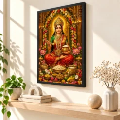 Annapurna Devi Grand Festival Flower Decoration Photo Frame — black frame console