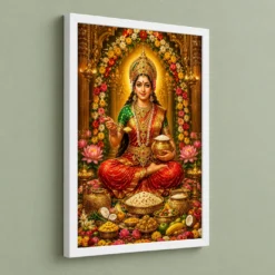 Annapurna Devi Grand Festival Flower Decoration Photo Frame 13 Annapurna Devi Grand Festival Flower Decoration Photo Frame — white frame angled wall