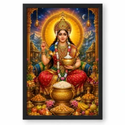 Annapurna Devi Cosmic Celestial Aura Photo Frame — black frame clean