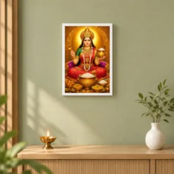 Annapurna Devi Peaceful Home Mandir Composition Photo Frame 14 Annapurna Devi Peaceful Home Mandir Composition Photo Frame — white frame distant wall