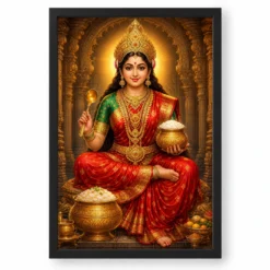Annapurna Devi Heritage Temple Architecture Backdrop Photo Frame — black frame clean