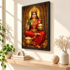 Annapurna Devi Heritage Temple Architecture Backdrop Photo Frame — black frame console