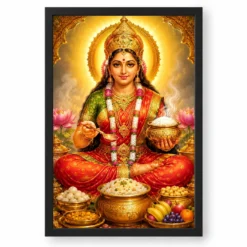 Annapurna Devi Vivid Premium Spiritual Poster Art Photo Frame — black frame clean