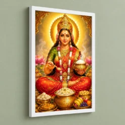 Annapurna Devi Vivid Premium Spiritual Poster Art Photo Frame 13 Annapurna Devi Vivid Premium Spiritual Poster Art Photo Frame — white frame angled wall