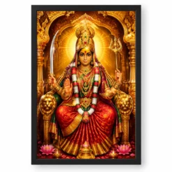 Tulja Bhavani Ornate Golden Temple Darshan Photo Frame — black frame clean