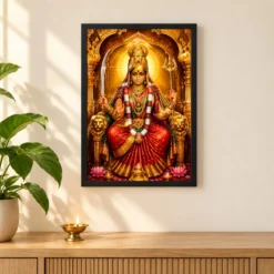 Tulja Bhavani Ornate Golden Temple Darshan Photo Frame 11 Tulja Bhavani Ornate Golden Temple Darshan Photo Frame — black frame pooja shelf