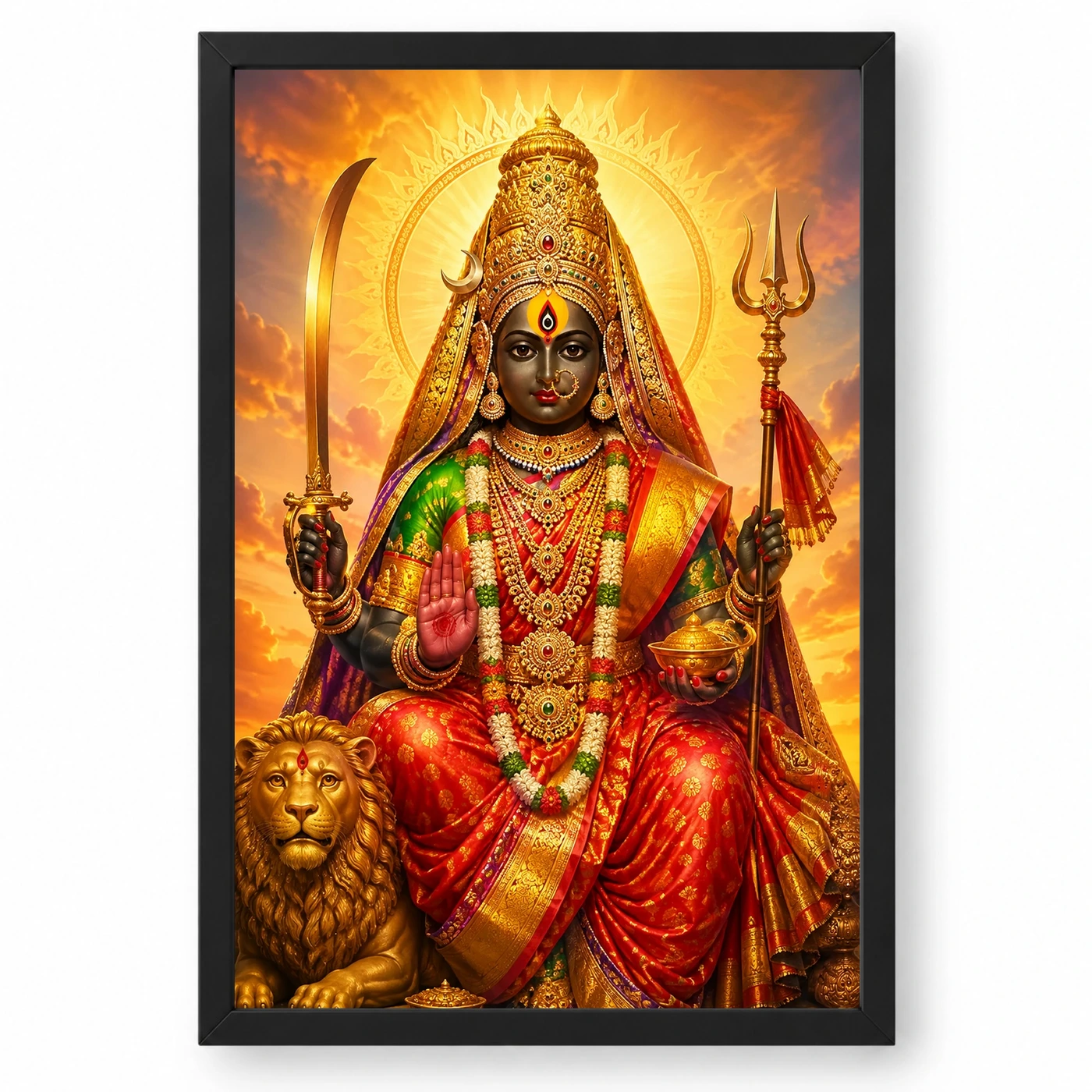 Tulja Bhavani Serene Sunrise Blessing Photo Frame 1 Tulja Bhavani Serene Sunrise Blessing Photo Frame — black frame clean