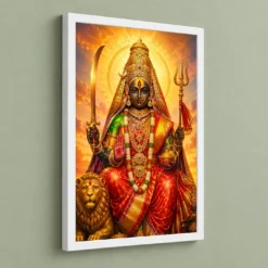 Tulja Bhavani Serene Sunrise Blessing Photo Frame 13 Tulja Bhavani Serene Sunrise Blessing Photo Frame — white frame angled wall