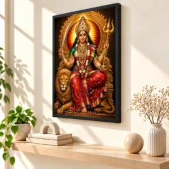 Tulja Bhavani Royal Jewel-Toned Portrait Photo Frame — black frame console
