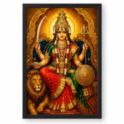 Tulja Bhavani Traditional Indian Miniature-Inspired Devotional Art Photo Frame — black frame clean