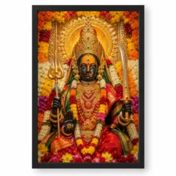 Tulja Bhavani Grand Festival Flower Decoration Photo Frame — black frame clean