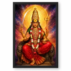 Tulja Bhavani Cosmic Celestial Aura Photo Frame — black frame clean