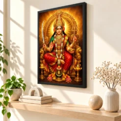 Tulja Bhavani Peaceful Home Mandir Composition Photo Frame — black frame console