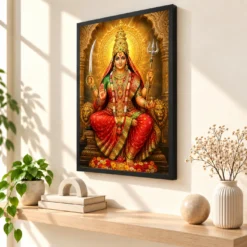 Tulja Bhavani Heritage Temple Architecture Backdrop Photo Frame — black frame console