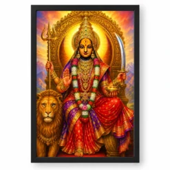 Tulja Bhavani Vivid Premium Spiritual Poster Art Photo Frame — black frame clean