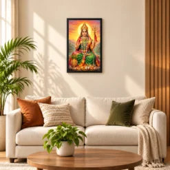 Renuka Yellamma Serene Sunrise Blessing Photo Frame — black frame sofa