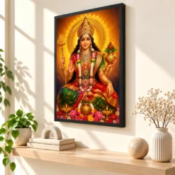 Renuka Yellamma Royal Jewel-Toned Portrait Photo Frame — black frame console