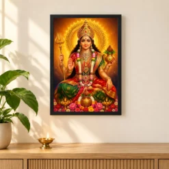 Renuka Yellamma Royal Jewel-Toned Portrait Photo Frame — black frame pooja shelf