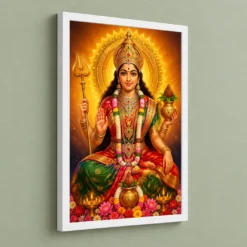 Renuka Yellamma Royal Jewel-Toned Portrait Photo Frame — white frame angled wall